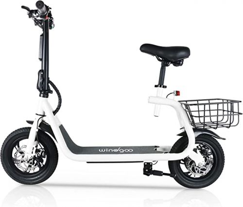 Windgoo B9 350W 12-inch electric scooter with seat and rear basket 