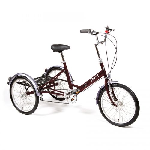 Pashley Tri-1 7-Speed Adult Folding Tricycle - Burgundy-15-Inch